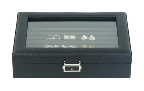 Sonny Hot Selling Custom Design Fashionable Black Wooden 36 Pairs Cufflink Ring Box Best Gift for Men