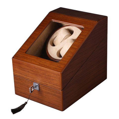 China Manufacturer 2 + 3 Luxury Matt Walnut Wooden Automatic Rotating Watch Winder Box