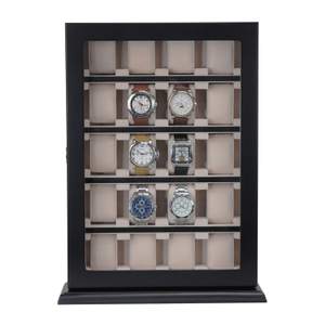 Sonny High End MDF Wood Black Watch Stand Display Holder 20 Watch Box Cabinet