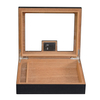 Sonny Custom 20 CT Black OAK Veneer Wooden Cigar Humidor Box with Glass Display Top