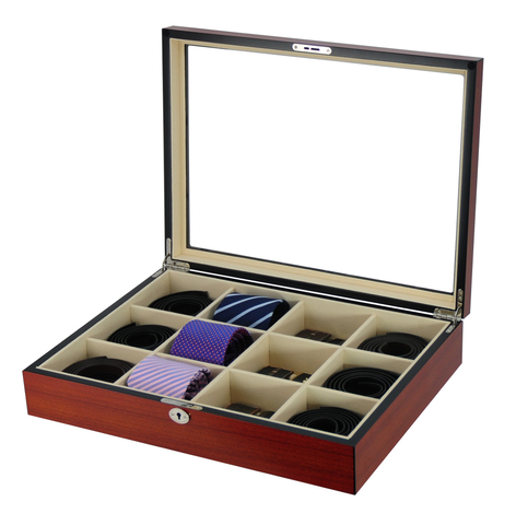 Sonny Man Tie Gift Box Wooden Tie Storage Box Luxury Wood Tie Organizer Packaging Box