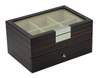 12 Slots Ebony Wooden Tie & Belt Display Box for Mens Accessories Storage Case with Glass Top