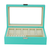 New on The Shelf Azure Color High Popularity Wooden Jewelry&watch Organizer Display Box with Top Window Best Gift for Men