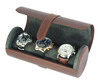 Sonny Crossgrain Watch Bracelets Case Leather Travel Case Watch Roll for 3 watches Customized Logo