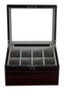 Sonny Custom High Quality Glass Top Ebony Matte Finishing 8 Slots Wooden Belt Display Box For Men's Gift