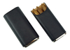 Sonny Premium Portable Travel 3 Finger Black Leather Cedar Wood Lined Cigar Carrying Case