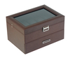 sonny 20 Slots Exquisite Workmanship Brown Leather Watch Box With Glass Window And Drawer And Pillows For Man