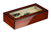 Sonny 16 Pairs Glossy Cherry Wood Glass Top Cufflinks Display Storage Box