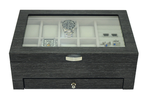 Sonny Luxury Ginko Wood Men's Jewelry Watch Box for 8 Watches + Cufflinks + Pen + Ring