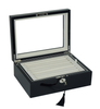 72 Paris Cufflink Box Wood Piano Finish Black Lacquer with Glass Top Display Cuff Links Boxes