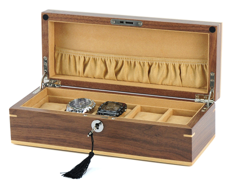 Sonny Luxury Walnut Wooden Watch Collector Box for 5 Watches