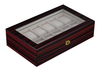 Sonny Hot-sale Vintage 12 Slots Ebony Wooden Watch Display Box with Glass Top Lid for Man and Woman Best Gift Choice