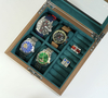 Sonny 2023 New Arrivals High End 4 Slots Walnut Veneer Wood Watch And Cufflinks Packaging Box Glass Top Jewelry Display Box