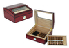 Glass Window Cherry Wood Matte 2 Layer Humidor Cigar Box for Short and Long Cigars