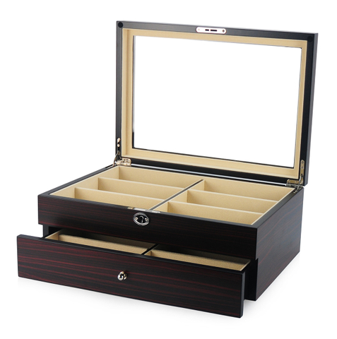 Wooden Sunglasses Display Box For 12 Pairs Sunglasses Storage