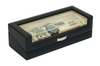 Sonny New Acrylic Lid Black Leather 3 Watch Box with Cufflinks Tray