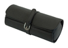 Sonny 3 Slots Travel Black Leather Watch Jewelry Roll Case