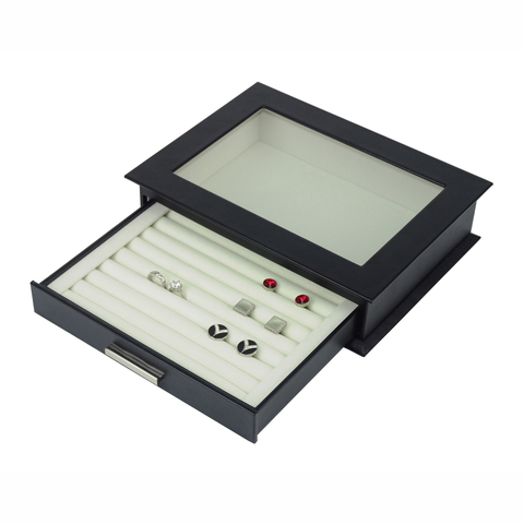Sonny Custom Logo Wholesale 36 Pairs Glass Top Leather Cufflinks Storage Box