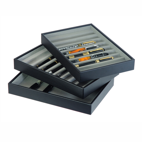 Sonny Custom Stackable Leather Carbon Fiber Fountain Pen Display Tray