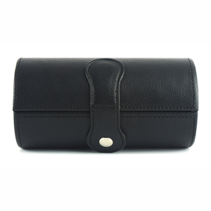 Sonny Wholesale Black Leather Round Tie Box for 2 Ties Storage