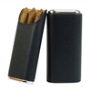 Sonny Premium Portable Travel 3 Finger Black Leather Cedar Wood Lined Cigar Carrying Case