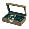 Sonny Luxury Walnut Wooden Watch Box Organizer for 8 Watches + 5 Pairs Cufflinks Storage