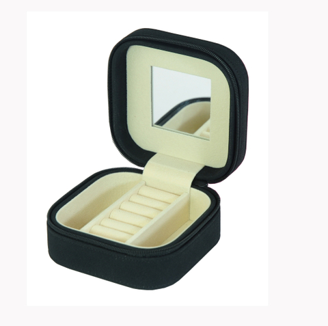 Sonny 2023 New Style Black PU Leather Jewelry Case Portable Packaging Case With A Mirror