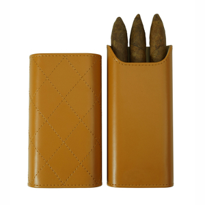 Sonny Custom High Quality Portable Travel 3 Finger Brown Leather Cigar Case Holder