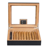 Sonny Custom 20 CT Black OAK Veneer Wooden Cigar Humidor Box with Glass Display Top