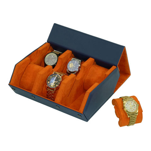 Hexagon Leather Watch Roll Box for Men - Travel Case for 3 Watches and 6 Watches Storage Display Organizer with Velvet Interior 